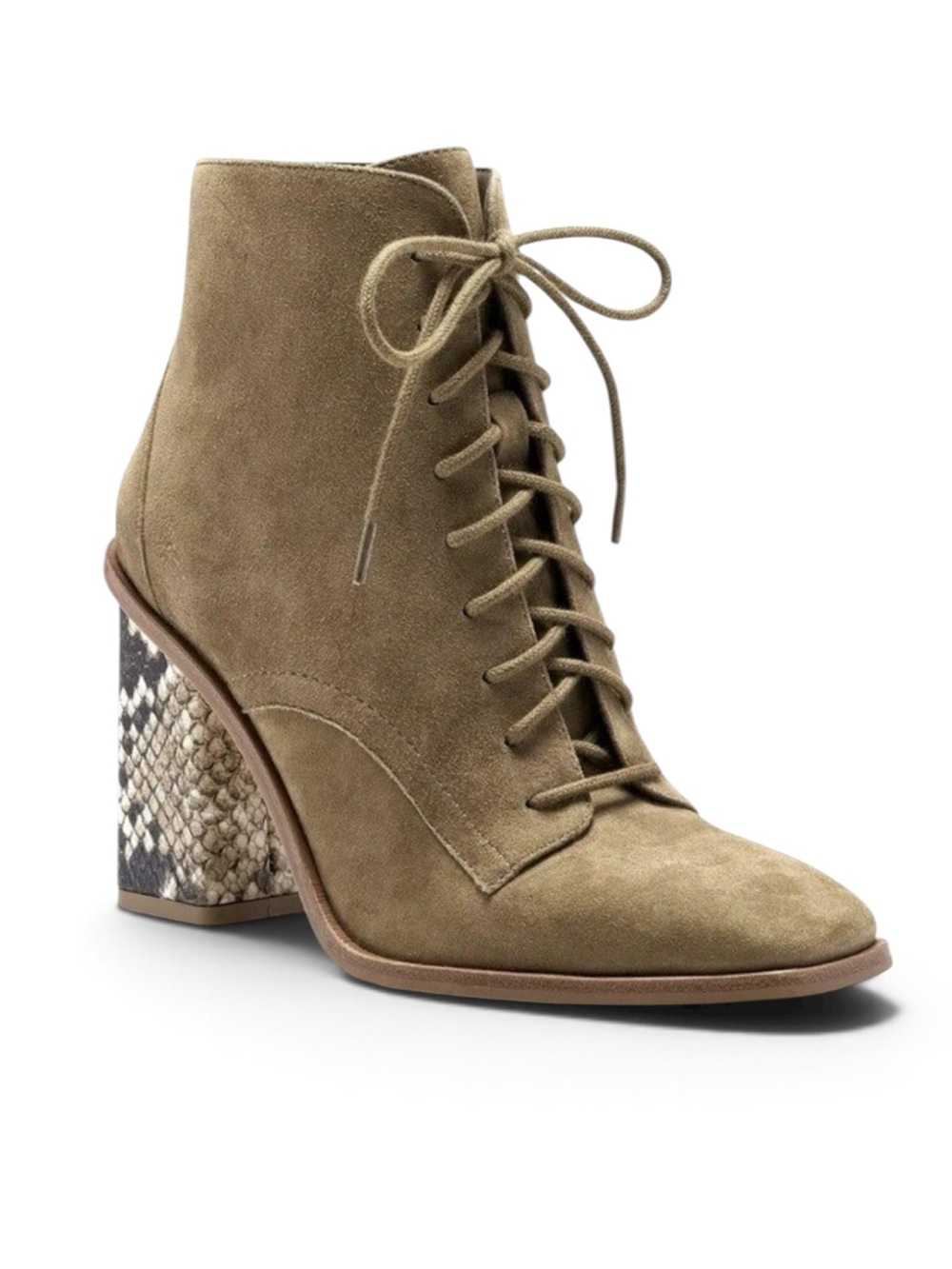 Vince Camuto Dreveri Tan Suede Snakeskin Heel Ankle Boots Size 9